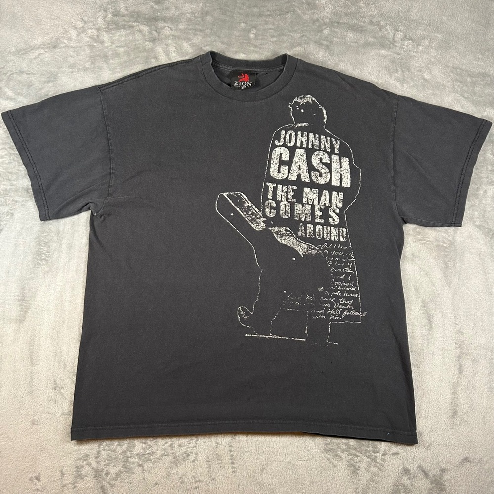 Johnny Cash The Man Comes Around Zion Rootswear Graphic T-Shirt Black XL